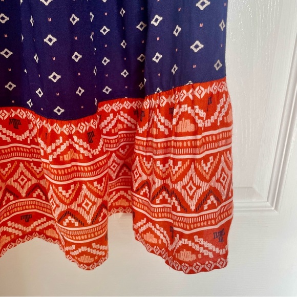 Navy and Orange Sleeveless Dress - Picture 2 of 9